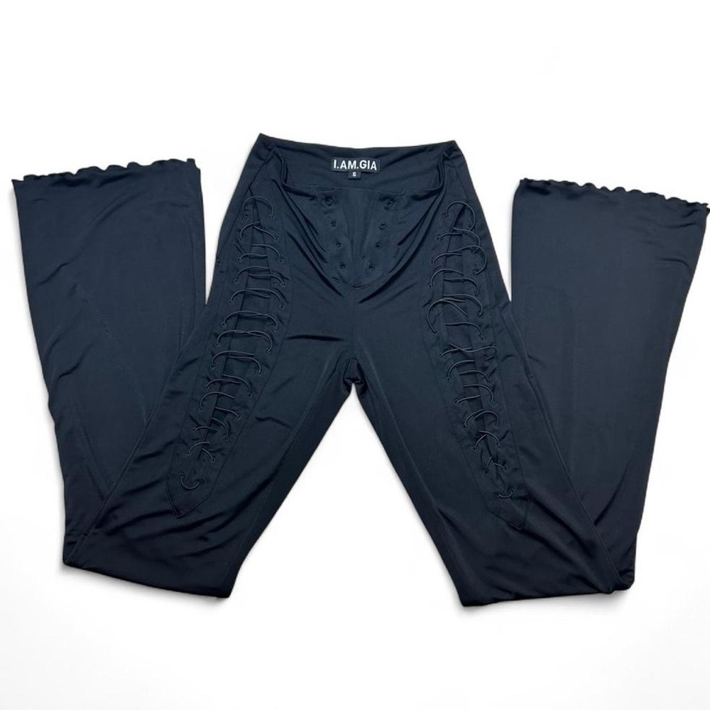 I.AM.GIA Black Lace-Up Pants – Edgy Streetwear Statement Piece | Size S